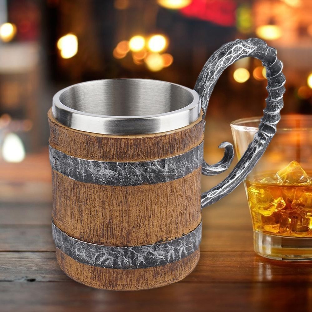Beer Mug Double Wall Heat Insulated Cup Portable Durable Resin for Home Ornament
