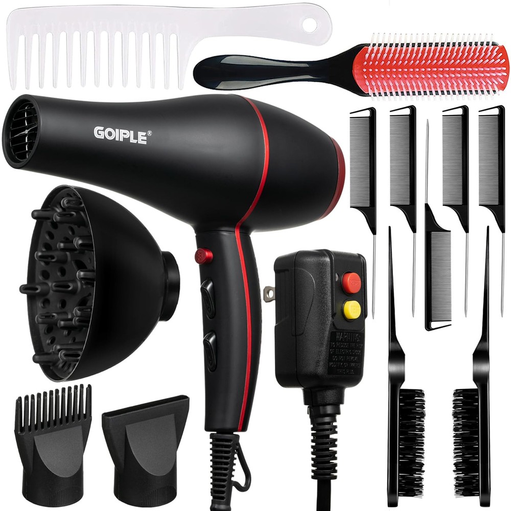 13Pcs Lightweight Low Noise Ionic Blow Dryer Kit with Constant Temperature  