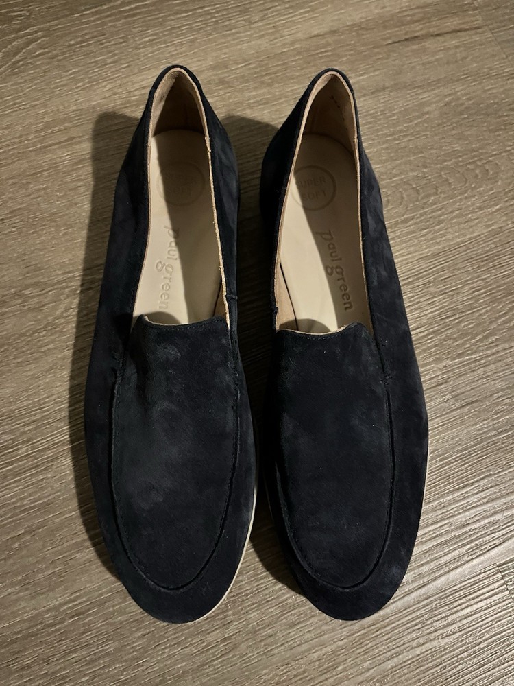 Paul Green Selby Womens Sz US 7 UK 4.5 Shoes Loafers Space Suede Navy Blue