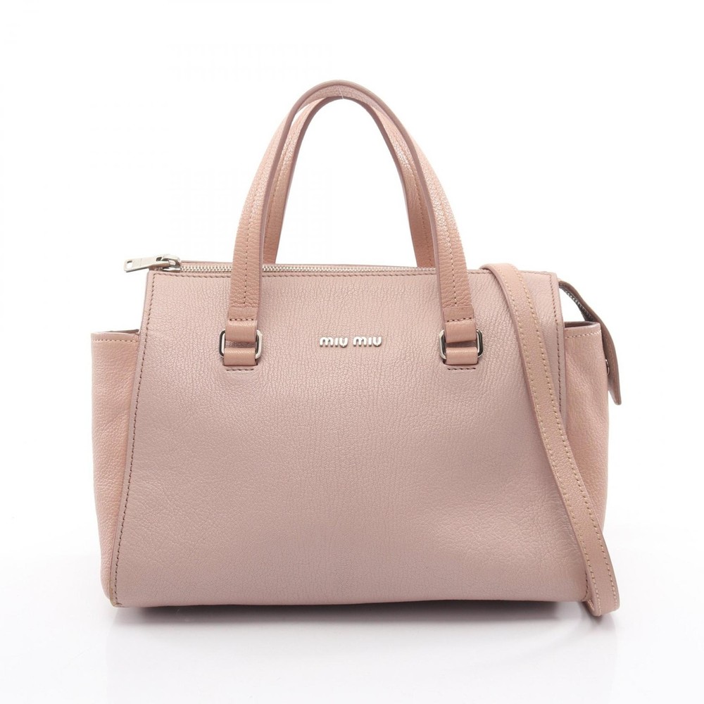 Miu Miu MADRAS Shoulder crossbody Handbag 5BB006 leather Pink Used Women