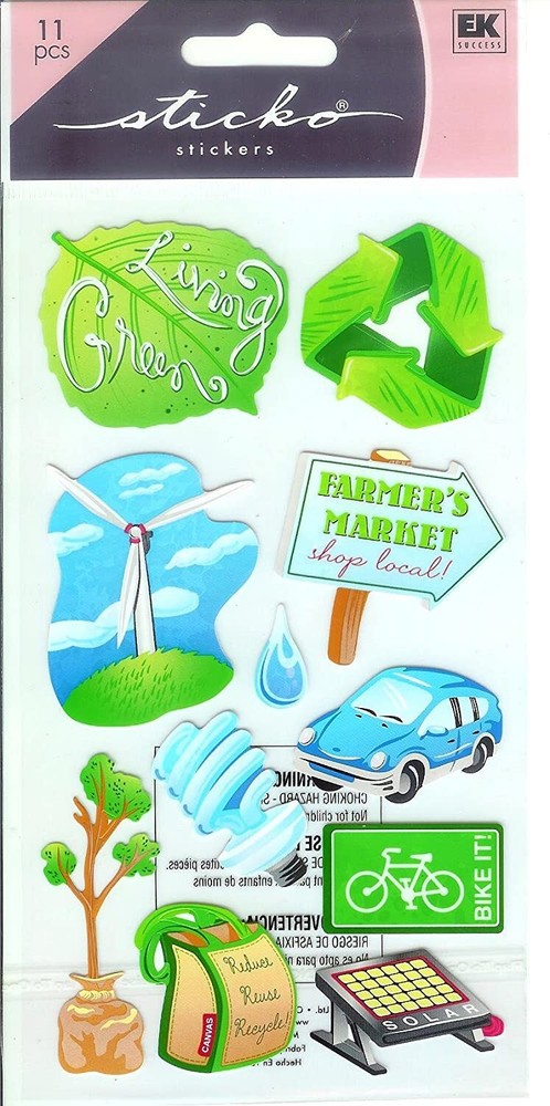 Sticko Being Green Recyle Earth Day Stickers Crafts Planner Scrapbook Supply