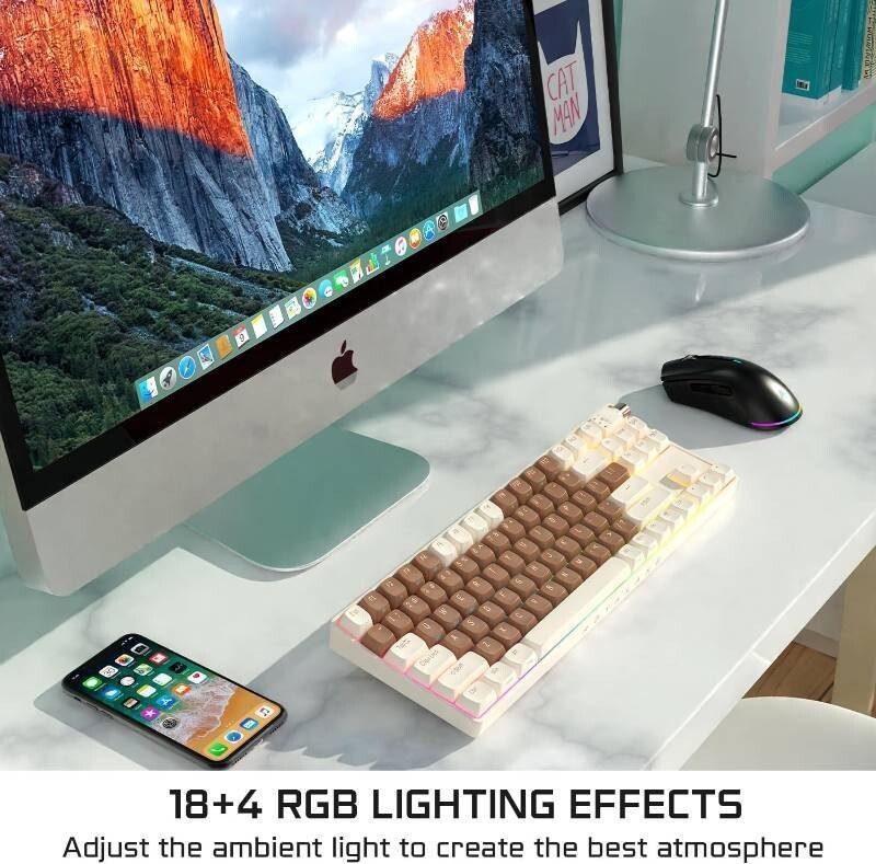 ProtoArc R87 Wireless RGB Mechanical Keyboard with PBT Keycaps & Gateron G Pro Switches