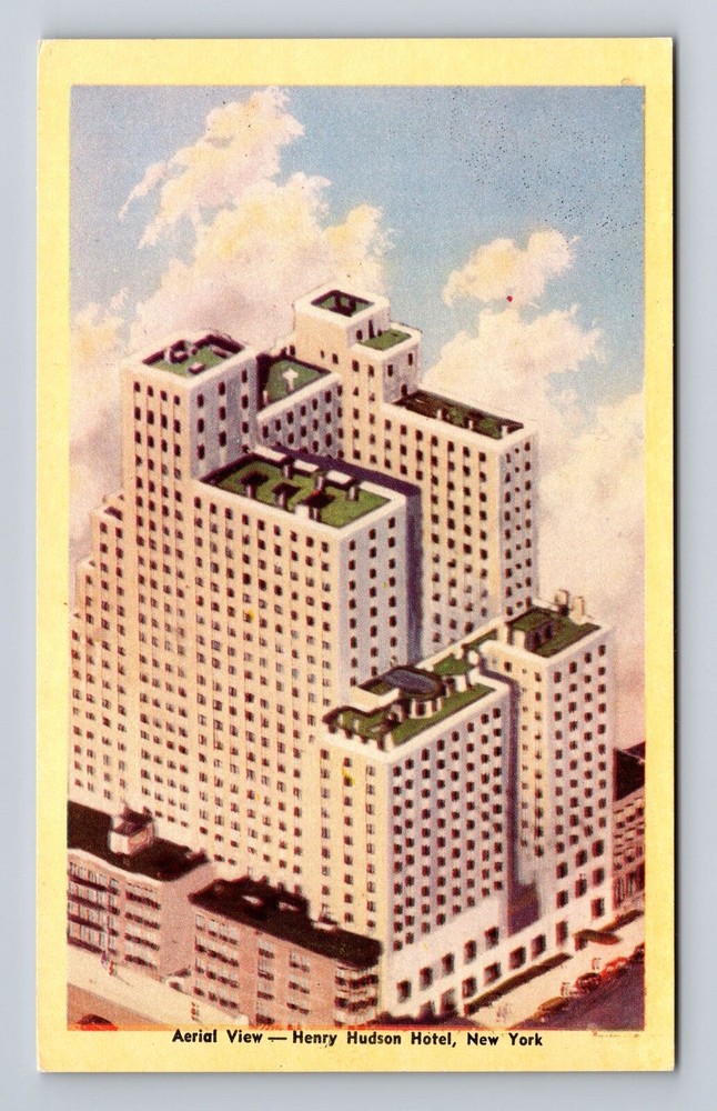 New York City NY, Aerial Henry Hudson Hotel, Souvenir, Vintage Postcard
