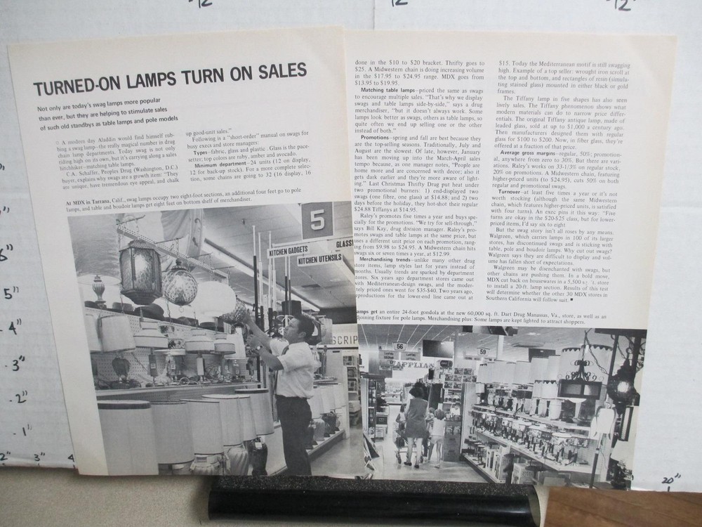 magazine ad 1970 LAMPS store display shade swag MDX Tarzana CA Manassas VA Dart