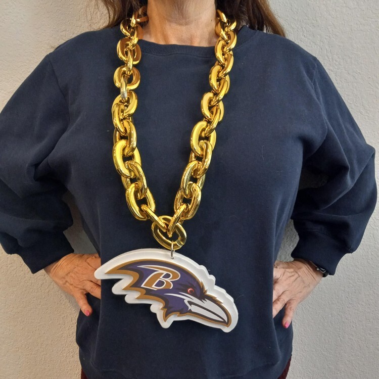 Baltimore Ravens BIG Fan Chain Necklace Big Logo GOLD Chain