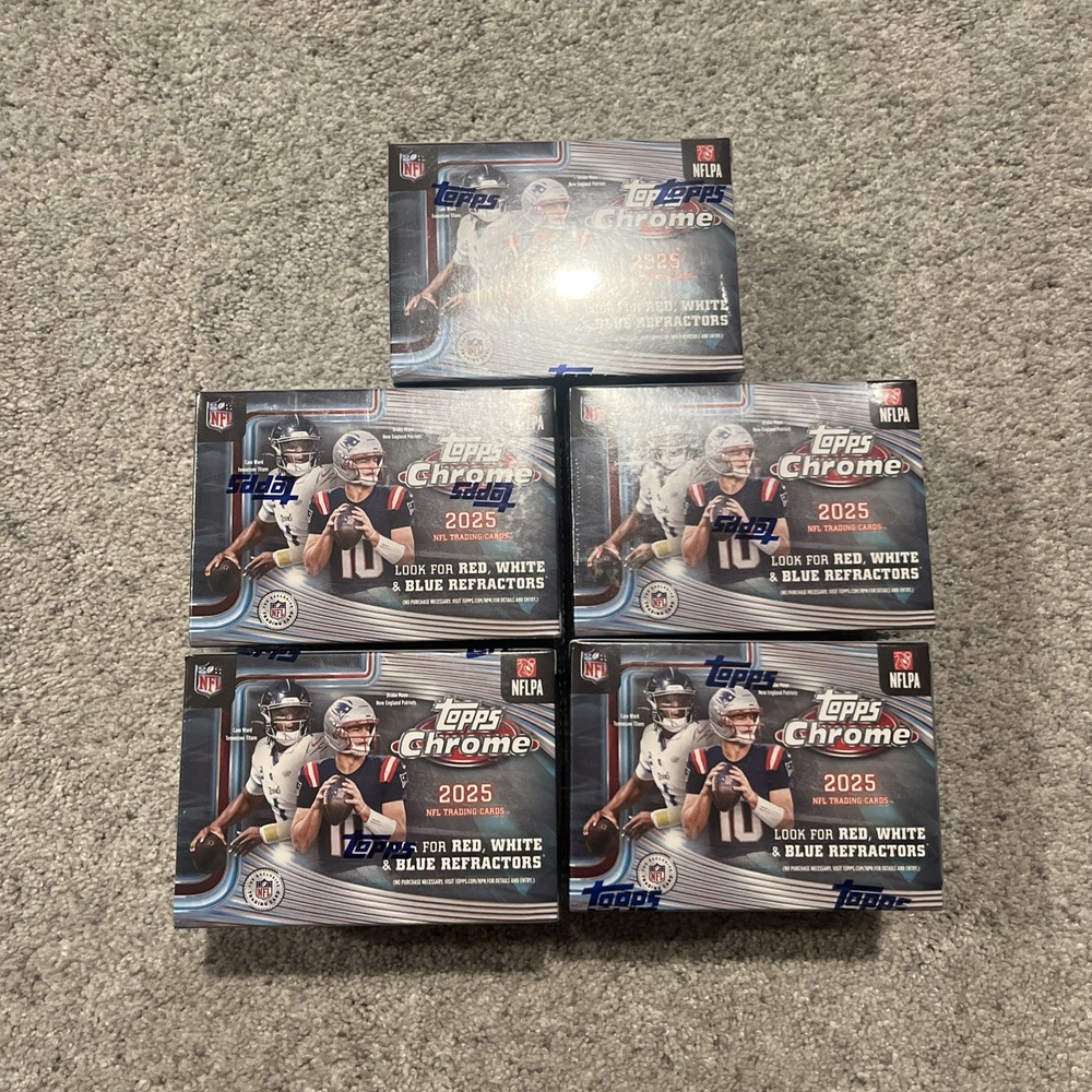 Lot of 5 - Topps Chrome 2025 NFL Blaster Boxes
