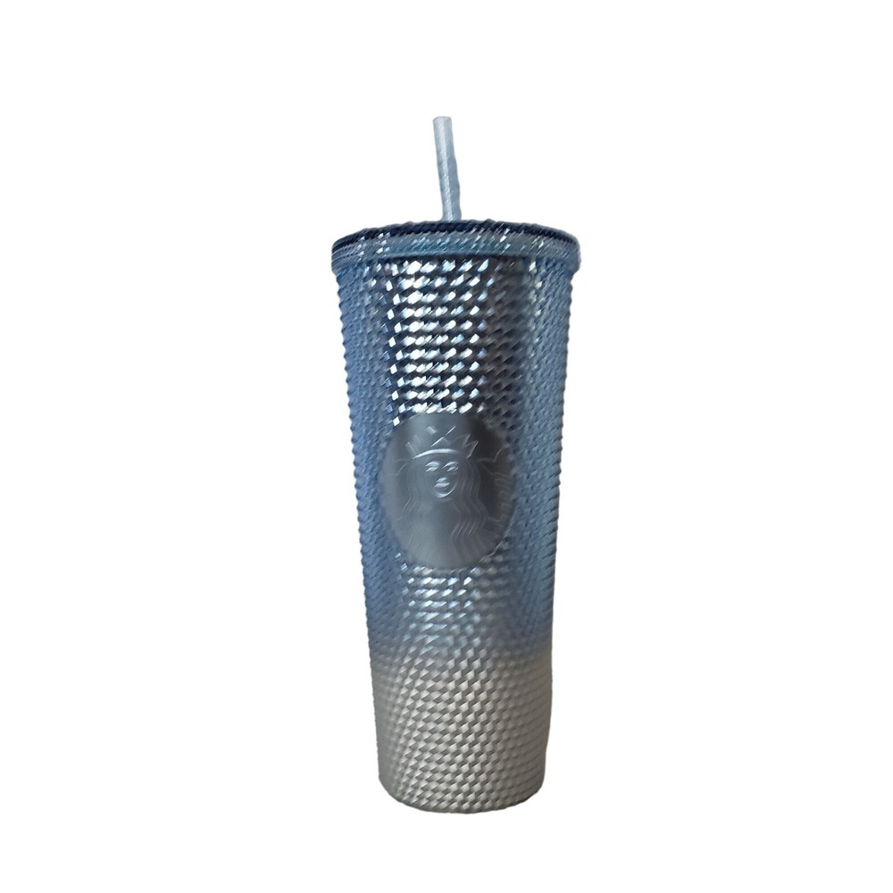Starbucks Gradient Blue Silver Hombre Bling Studded 24oz Tumbler 2023 Winter New
