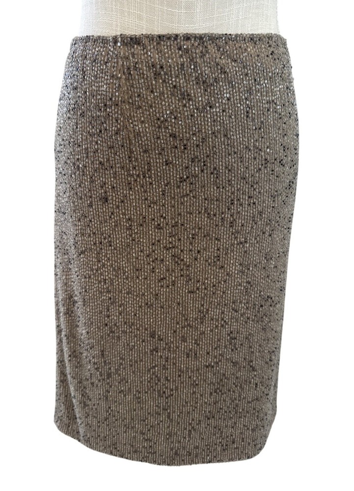 Lauren Ralph Beaded Pencil Skirt Gold/Bronze Size 10