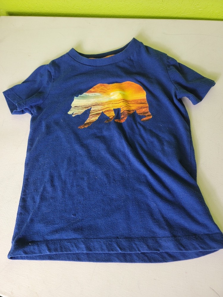 Youth Boys Old Navy Shirt Bear Graphic Tee Blue Size 5 Xs