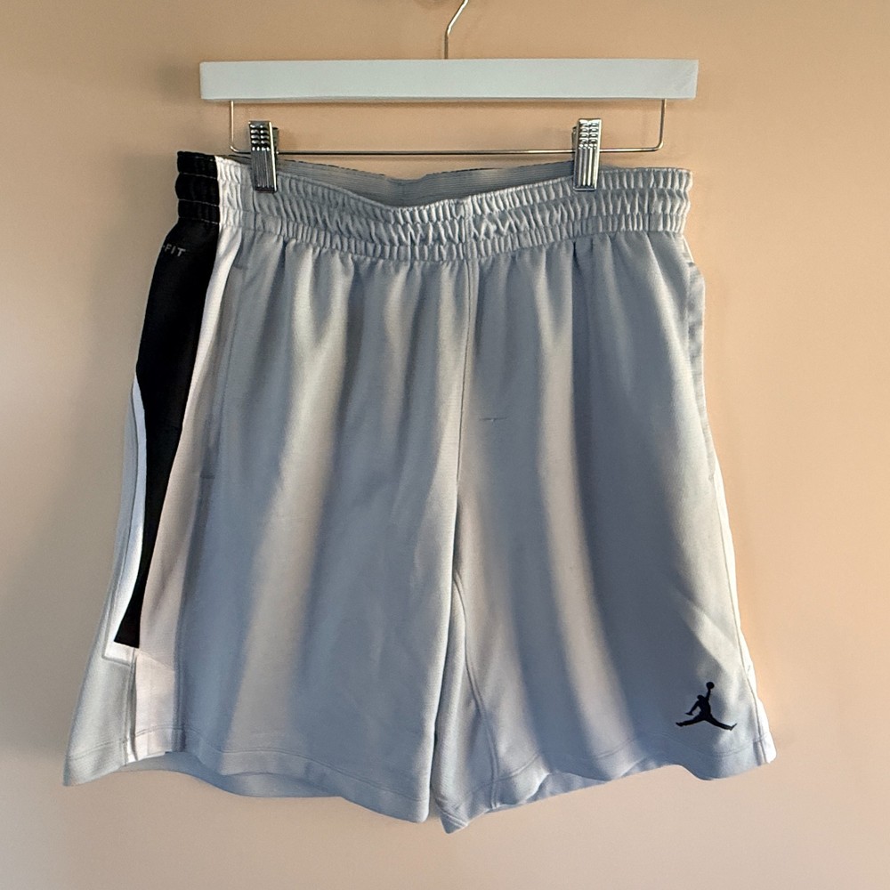 Nike Jordan Dri Fit Mesh Basketball Shorts Black Grey Men's Size XL