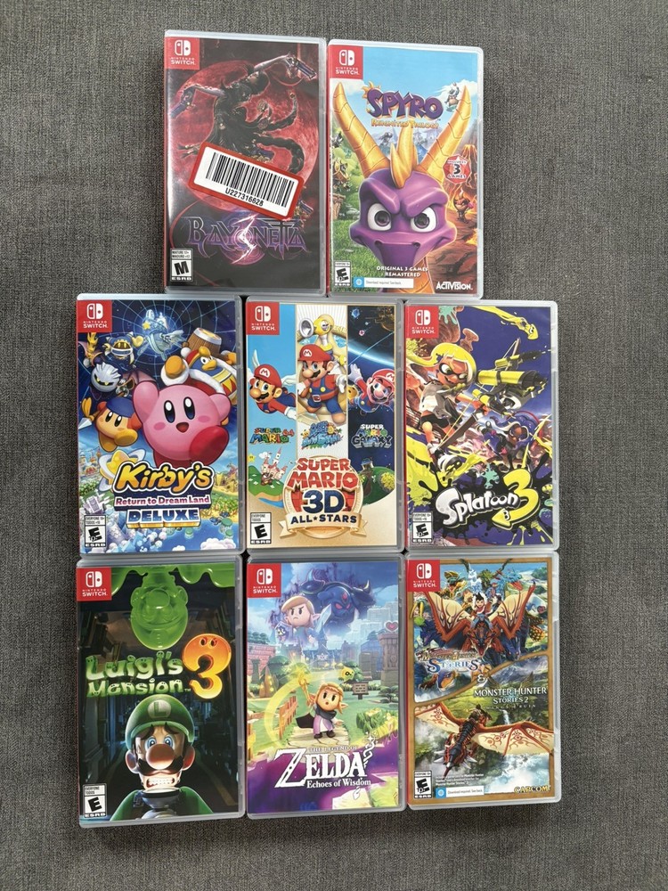 Nintendo Switch Game Lot.  Well Kept. 8 Games. Includes Super Mario 3D All Stars
