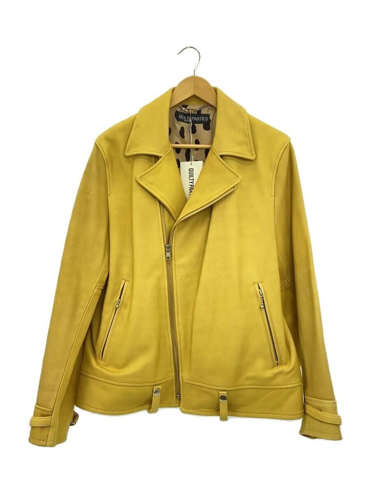 Wacko Maria Double Riders Nubuck Leather Jacket/Leather Jacket/S/Cowhide/Ylw 397