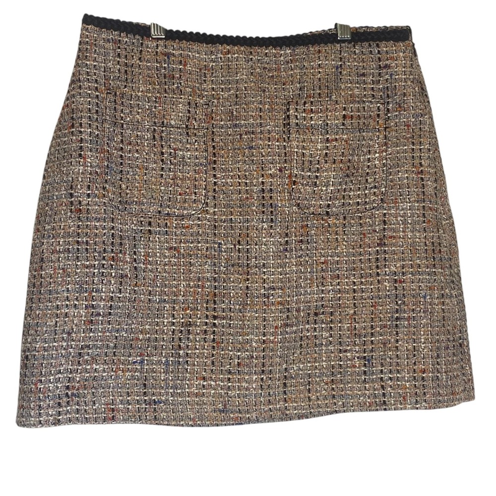 NWT Ann Taylor LOFT Tweed A-line Mini Skirt Sz 8 Front Pockets Preppy Academia