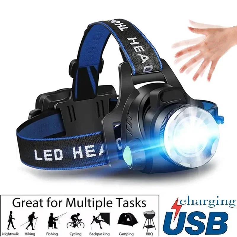 Rechargeable Type-C LED Zoom Headlamp Waterproof Multicolor Plastic Light