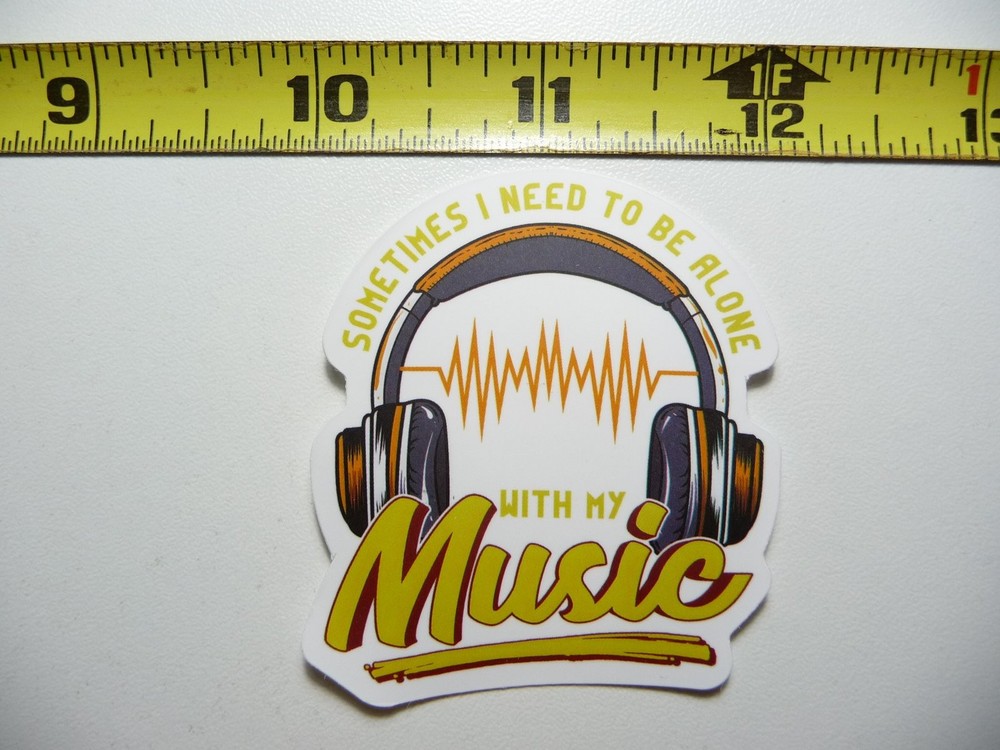 Alone With Music Headphones Sticker Decal for Musicians