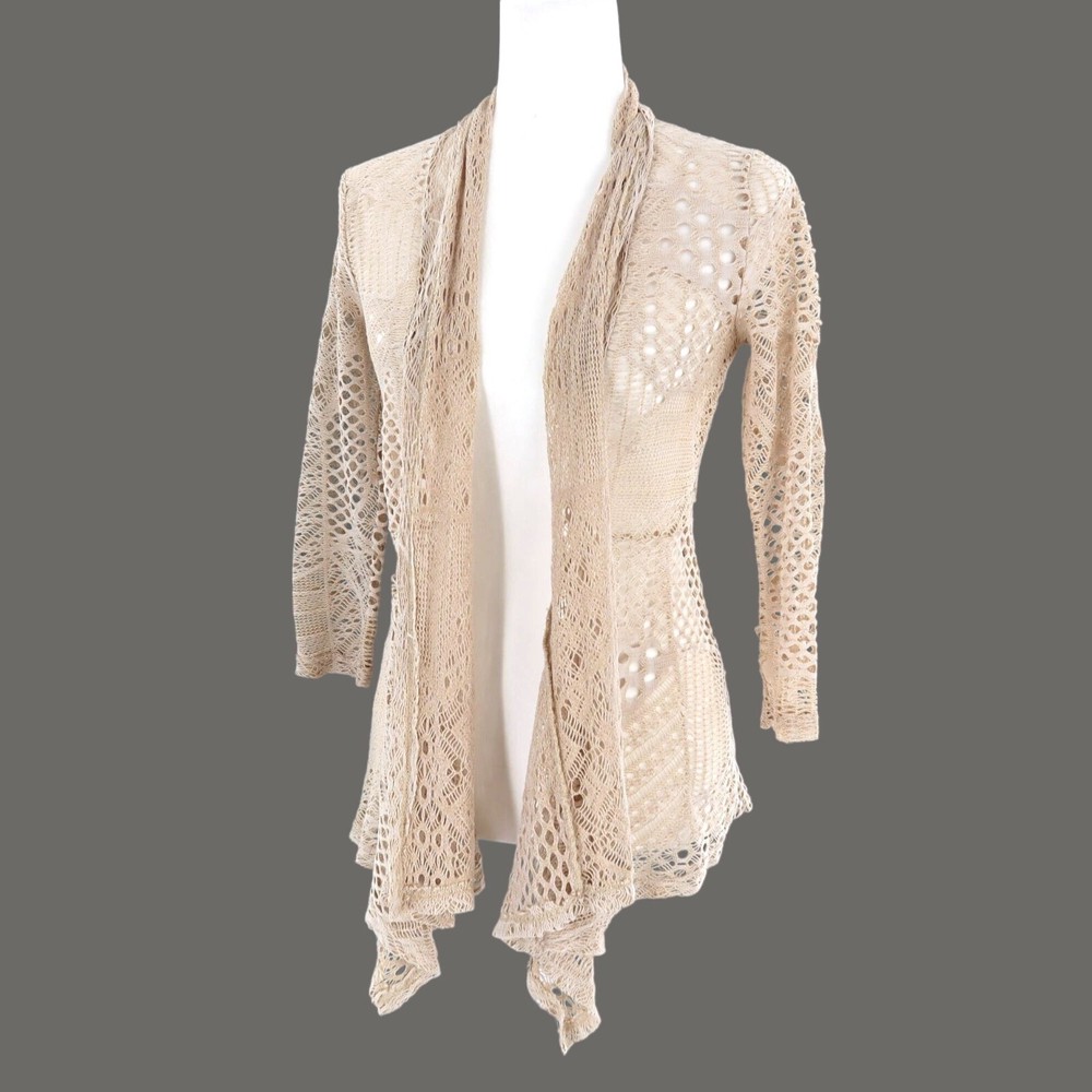 Wet Seal Open Knit Patchwork Cardigan Womens S Cover Up Boho Bohemian Cottage
