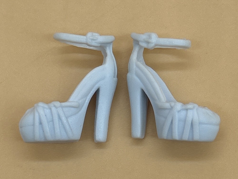 Barbie Fashionistas Doll Shoes White HTF Platform High Heels Pumps Ankle Straps