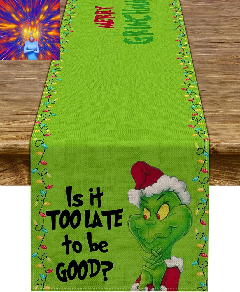 Merry Christmas Table Runner Green Xmas Buffalo Plaid Check Winter Holiday Party