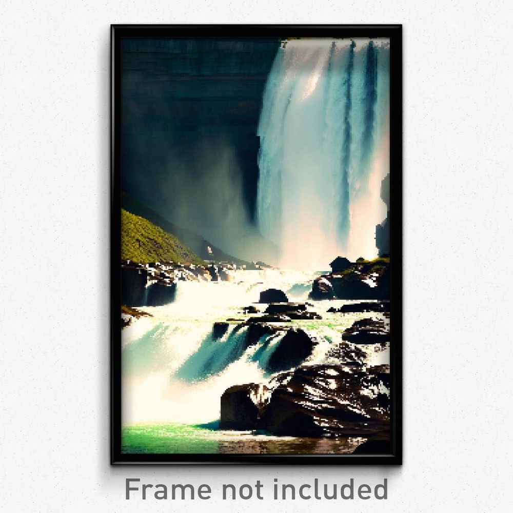 Pixel Art Poster - Outstanding Falls (8 Bit Psychedelic Trippy Video Game Print)