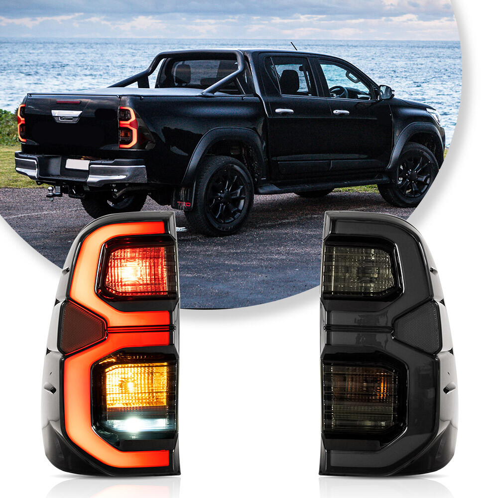 LED Smoked Tail Lights For Toyota Hilux 2015-2020 Rear Lamps Plug and Play Set