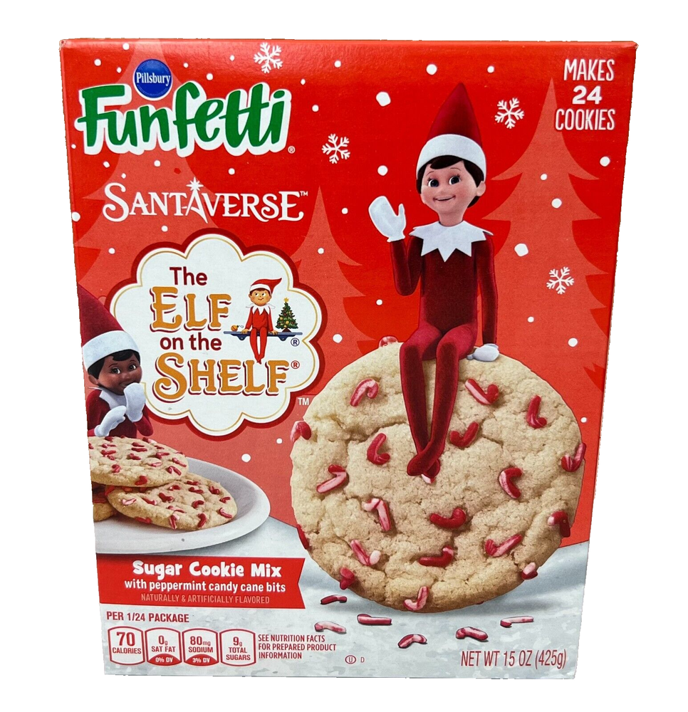 Pillsbury Funfetti Elf On The Shelf Sugar Cookie Mix with Candy Cane Bits 15 oz