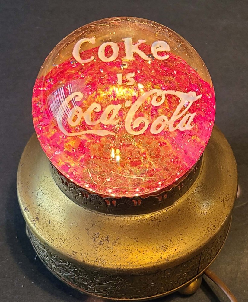 Vintage Original Large Glass Paperweight Coke is Coca Cola W/ Custom Light!!!
