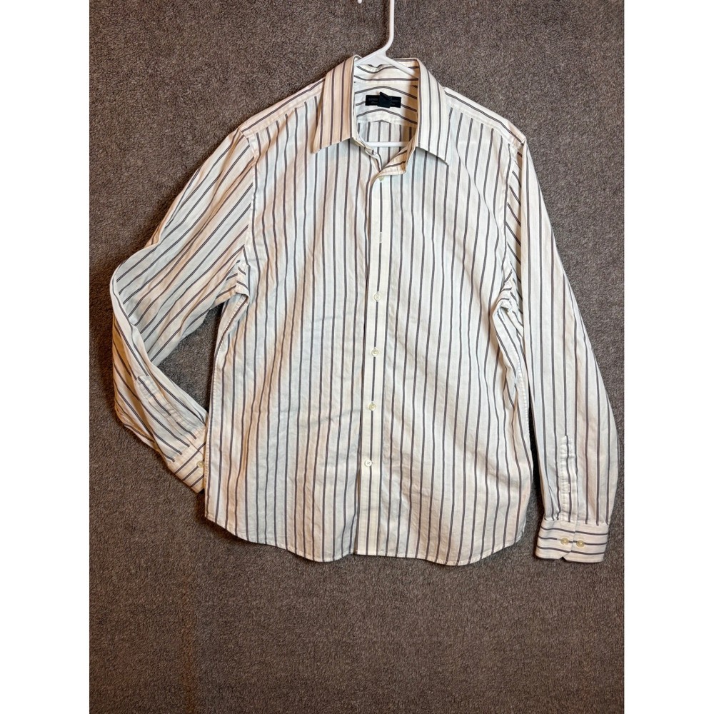 EXPRESS DESIGN STUDIO Mens L Modern Fit Premium Woven Cotton Striped Dress Shirt