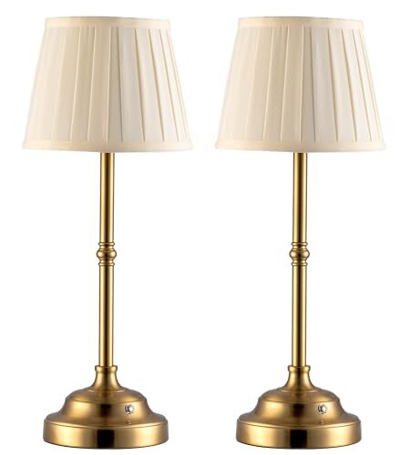 Cordless LED Table Lamp Set of 2 in Bronze and Beige