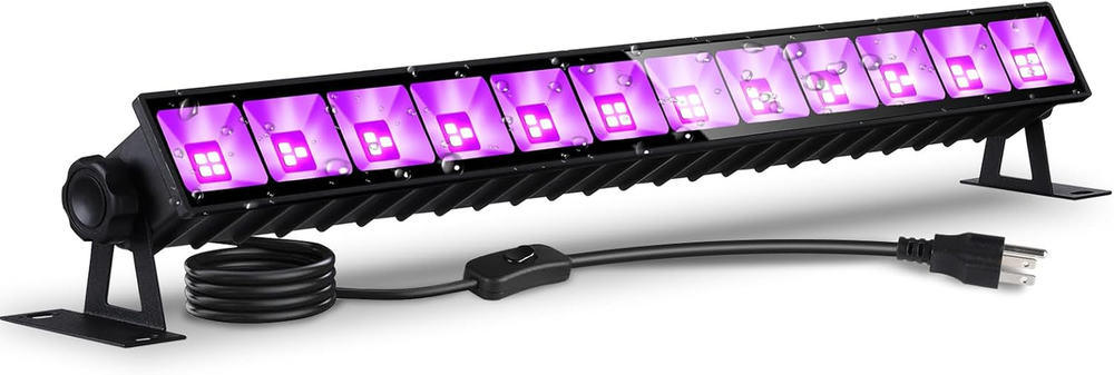 36W Black Light Bar IP66 Waterproof Blacklights with 6FT Cord+Plug+Switch, 40 Le