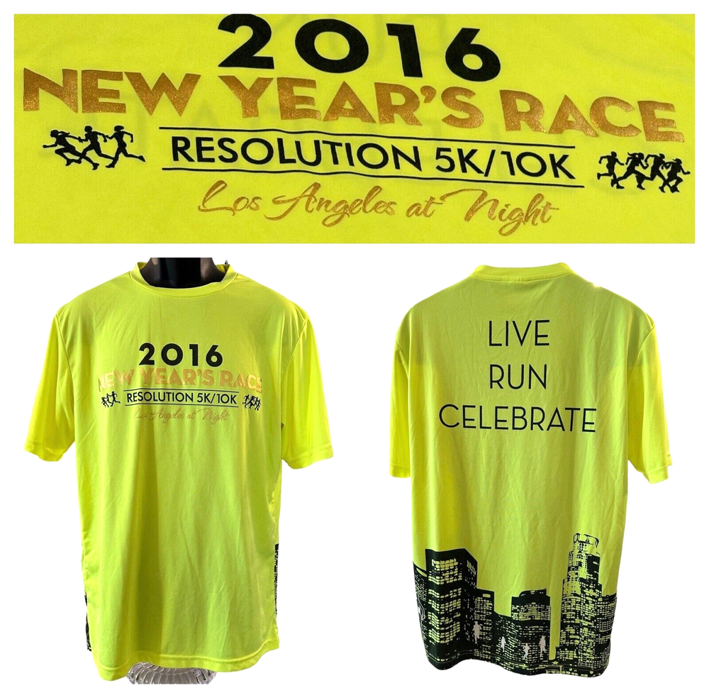 2016 Los Angeles Night Marathon Yellow Jersey Shirt Size Medium-image