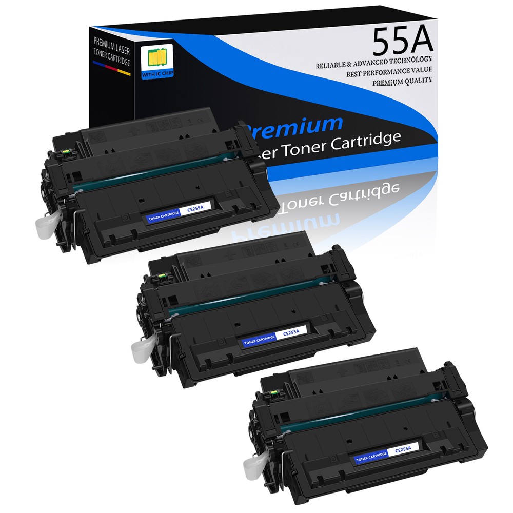 3PK CE255A Black Toner for HP LaserJet P3010 M525c MFP