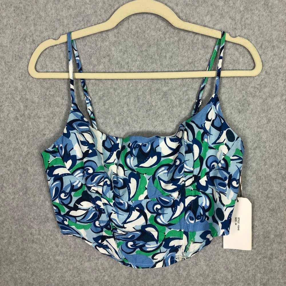 Midnight Sky Crop Top Sz M Tank Corset Linen Coconut Girl Festival Beach Summer