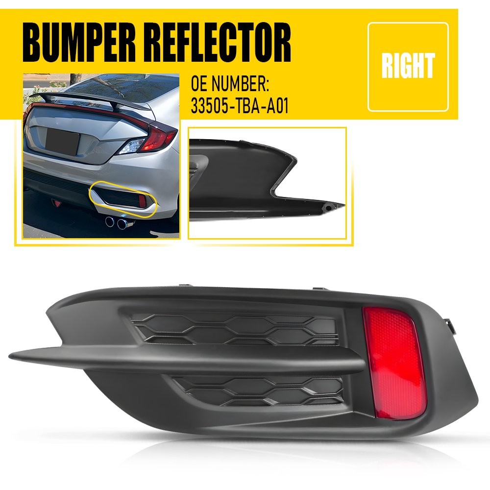 Right Rear Bumper Cover Bezel Trim Reflector Lens For Honda Civic Sedan 16-21 M