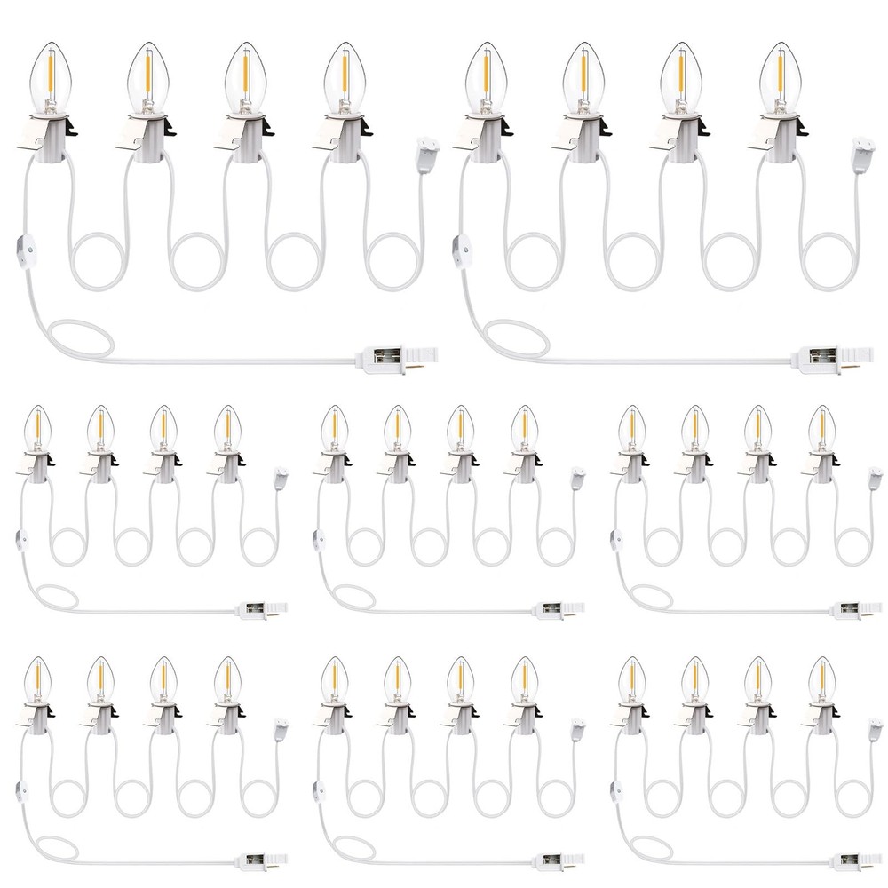 8 Pack Accessory Cord with 4 LED Light Bulbs 9.8 FT Lamp White Cord C7 Bulb S...