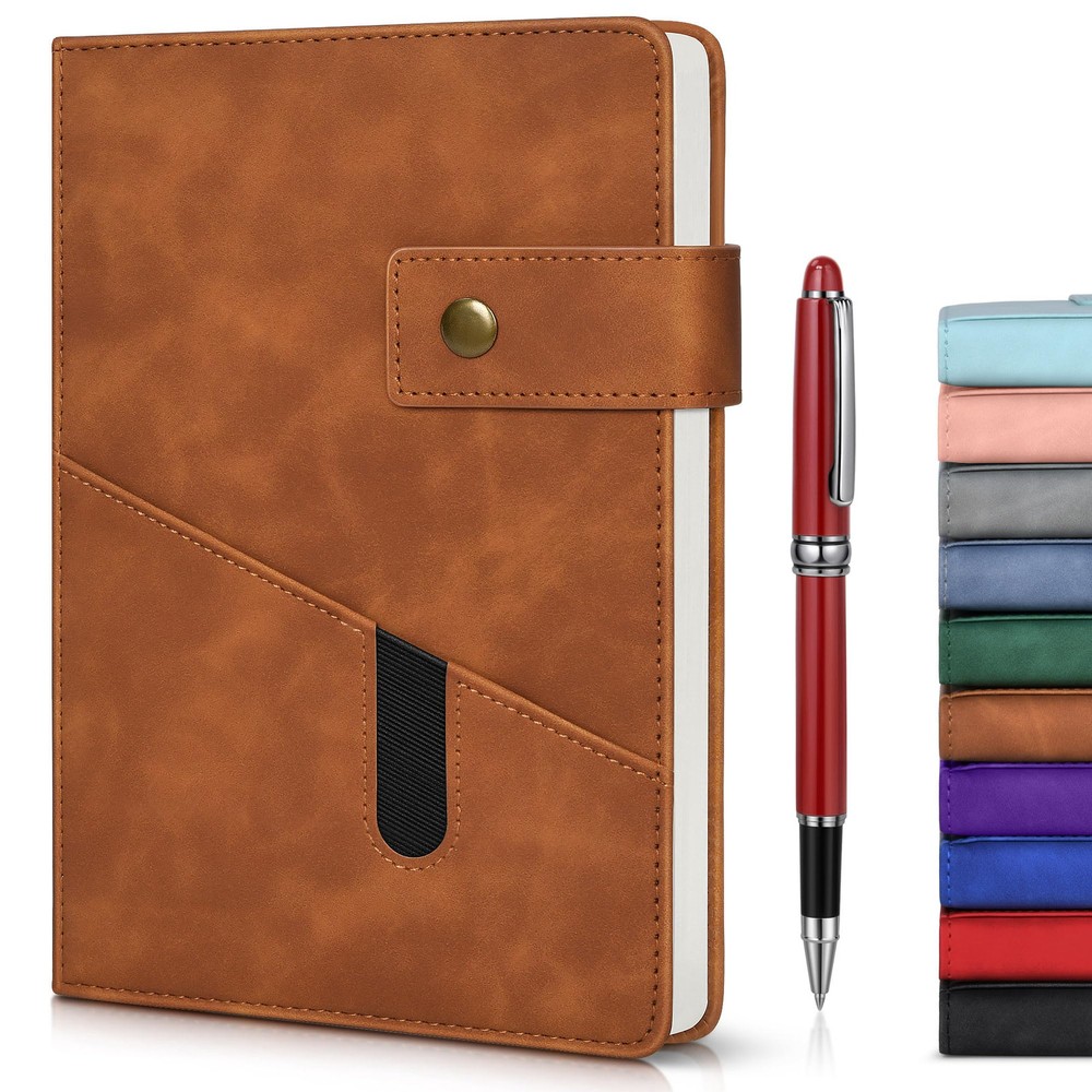 Brown A5 Lined Leather Journal Notebook for Men Women,5.9 X 8.4