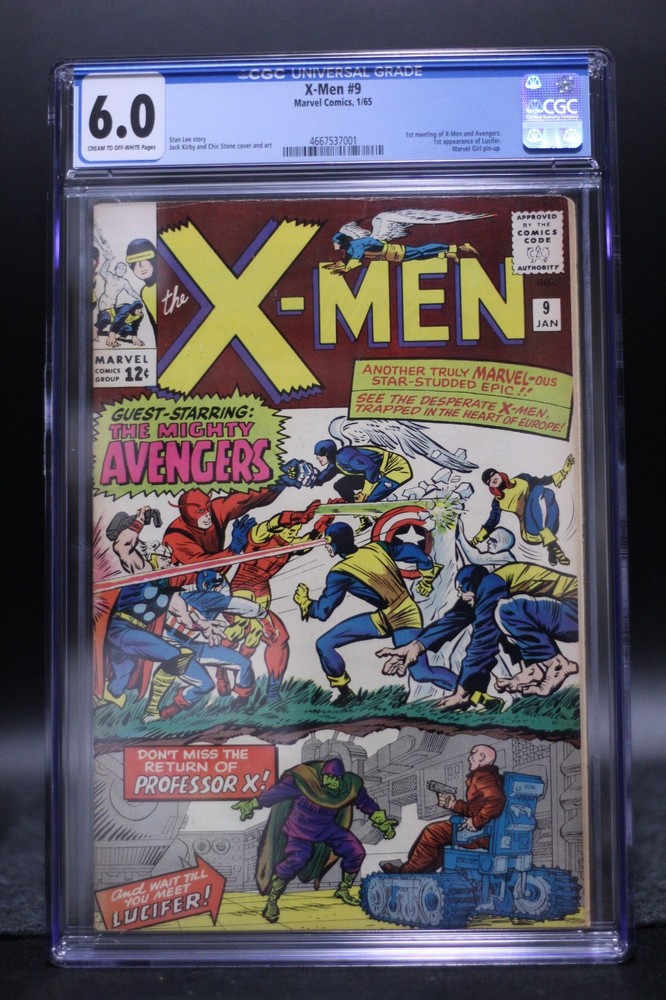 X-Men (1963) #9 Stan Lee Kirby CGC 6.0 CR/OW Pages 1st Avengers & X-Men Meeting