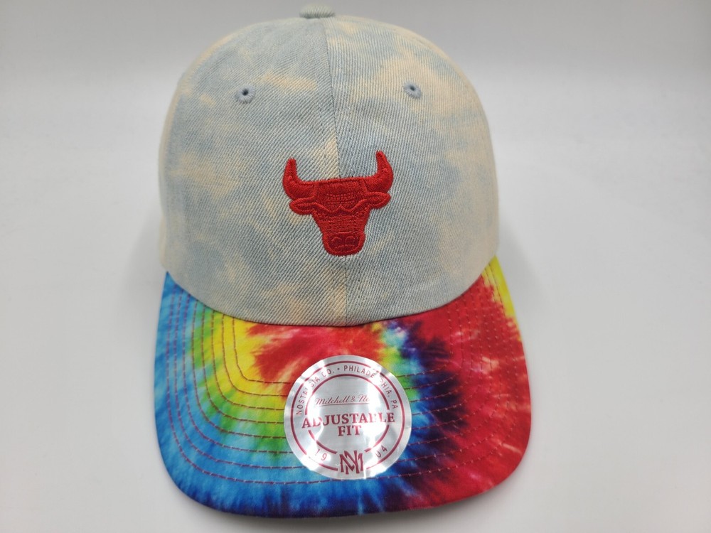 Chicago Bulls Mitchell Ness Tie Dye Denim Snapback NBA Hat for Men and Women