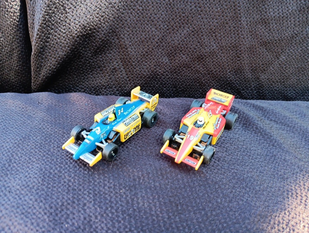 2 TOMY AFX Super G+ Slot Cars #19 & #34 for Tyco/Aurora Tracks
