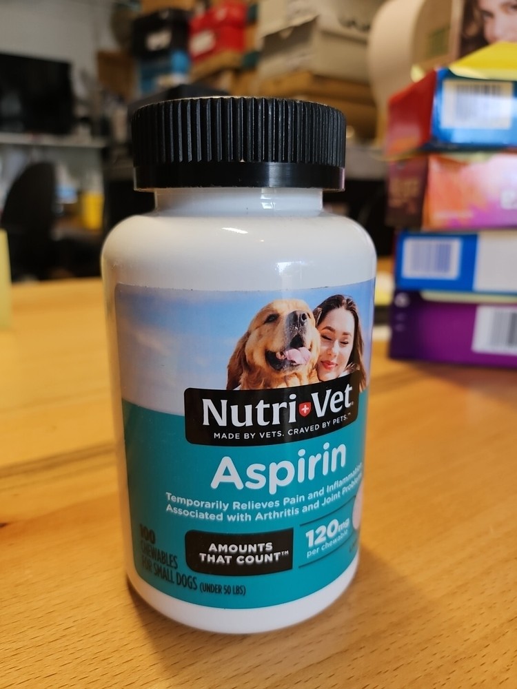 Nutri-Vet K9 Aspirin Liver Chewables Small Dogs- 120mg/ 100 count Exp 09/25++