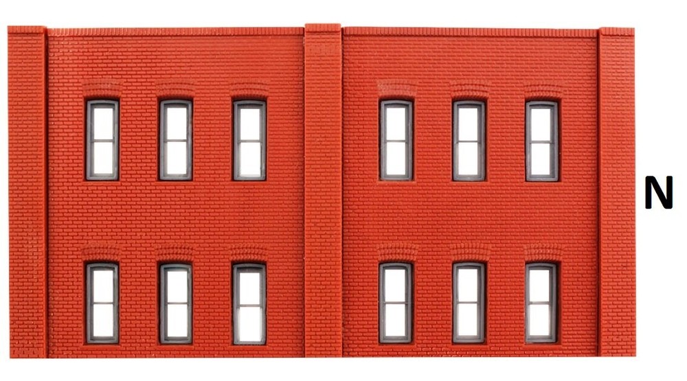 N Scale - 3 Two Story Walls w/12 Windows :