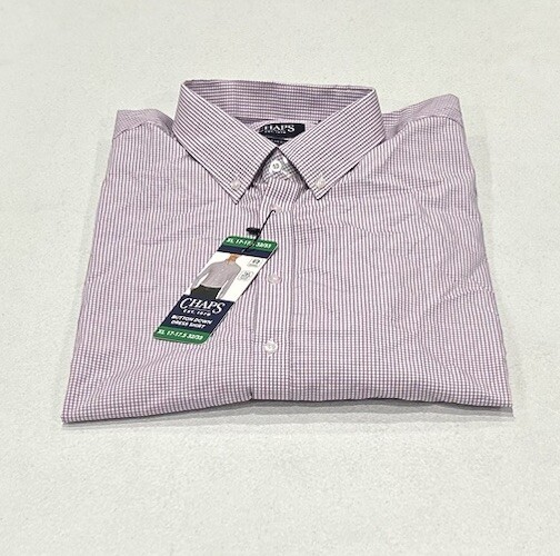Chaps Mens XL Regular Fit Red Button Down Dress Shirt 17-17.5 32-33 Sleeve