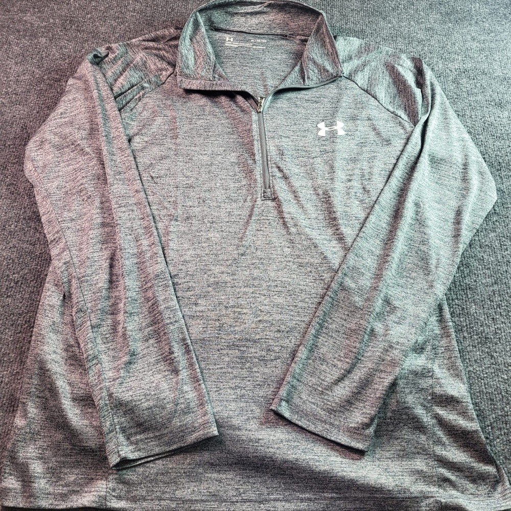 Under Armour HeatGear Quarter Zip Long Sleeve Athletic Shirt Men's XL Gray