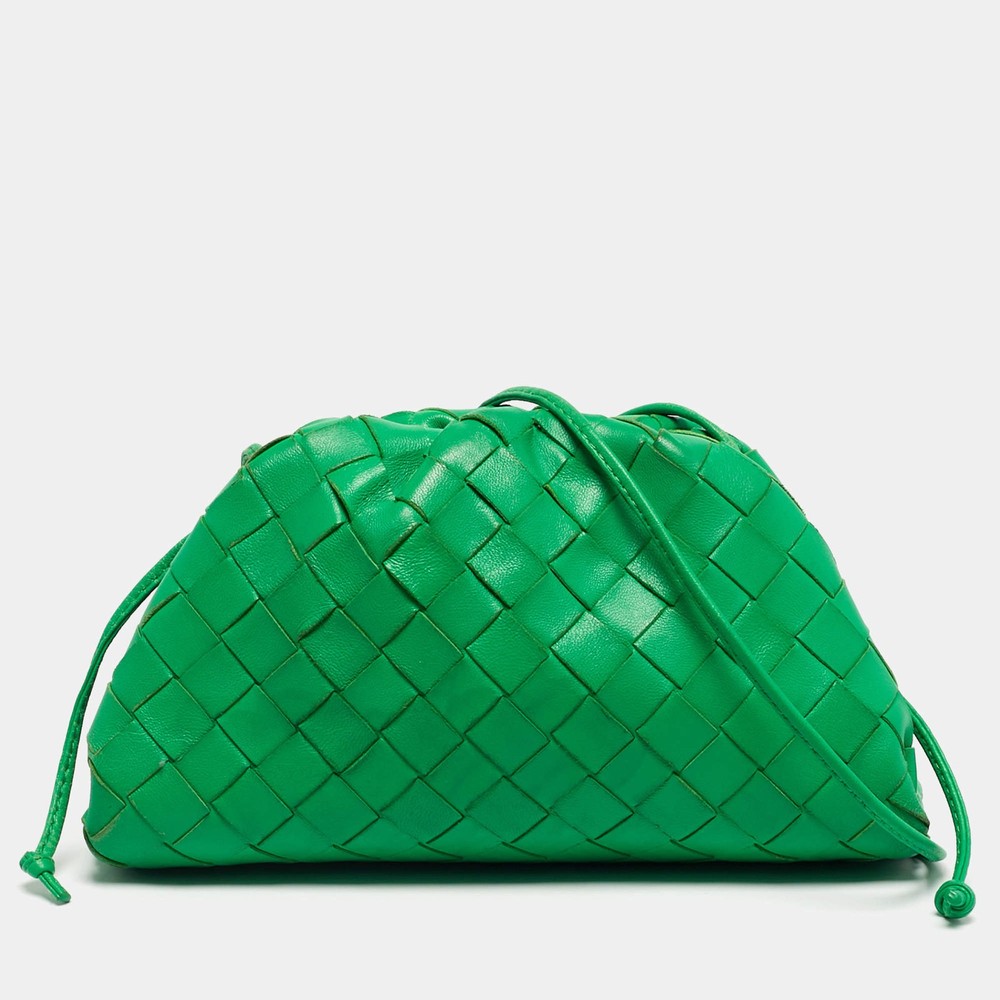 Bottega Veneta Green Intrecciato Leather Mini The Pouch Bag