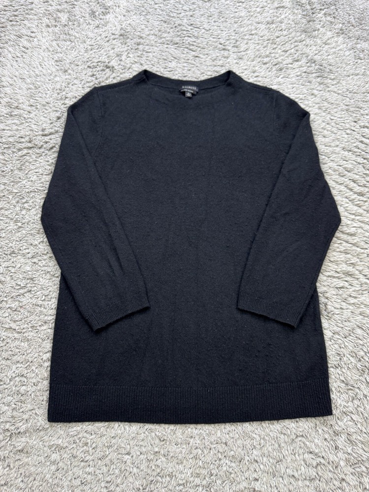 Talbots Sweater Women Medium Black Pure Cashmere Ribbed 3/4 Sleeve Pullover Top