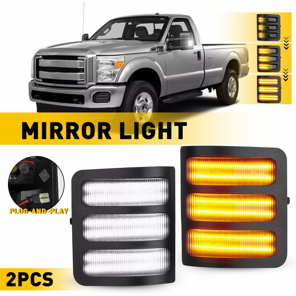 For 08-16 F250 Ford F350 Super Duty LED Switchback Side Signal Mirror Light Lamp