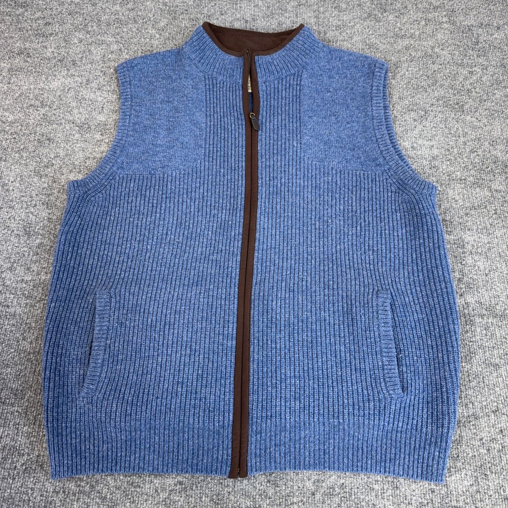 LL Bean Waterfowl 100% Merino Lambs Wool Full Zip Sweater Vest Jacket Mens XL