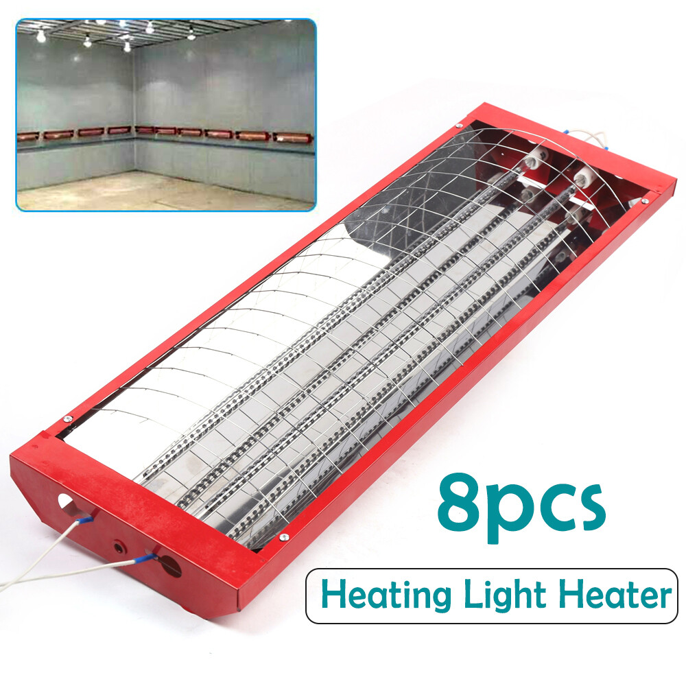 8 Pack 2000W Spray Baking Booth Infrared Paint Curing Light Heating Lamp Heaters
