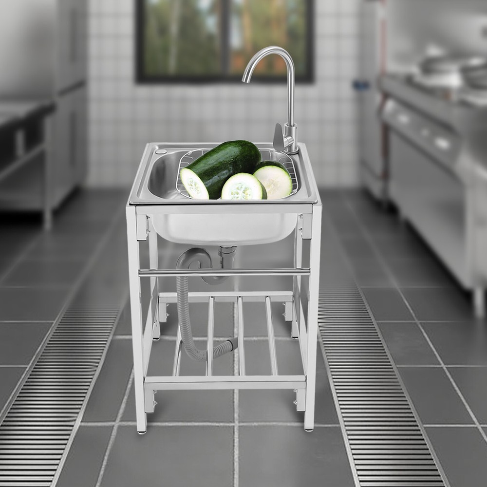 Freestanding Utility Sink With Faucet And Stand For Kitchen Or Bathroom