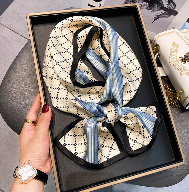 100% Mulberry Silk Scarf 150x15cm Double-Sided Printed Women's Long Scarf CHA36