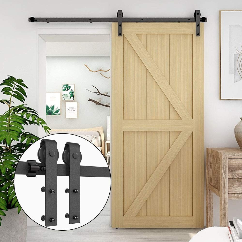 6.6FT Heavy Duty Sliding Barn Door Hardware Kit for Single Wood Door